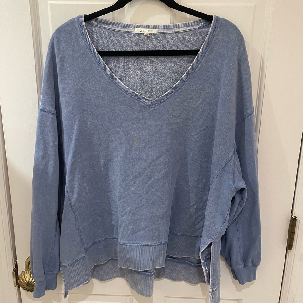 Z Supply Blue V-Neck Sweatshirt